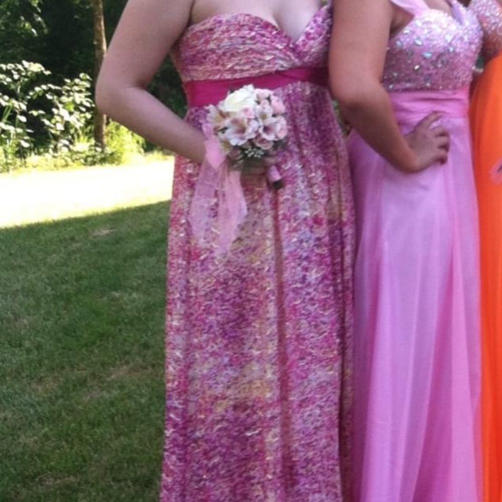 Pink floral prom dress